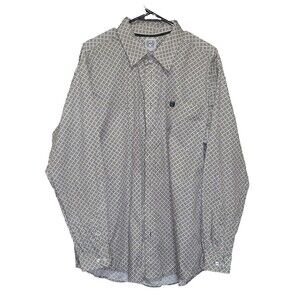 Cinch Mens L Button Down Western Shirt Geometric Print LS Cowboy